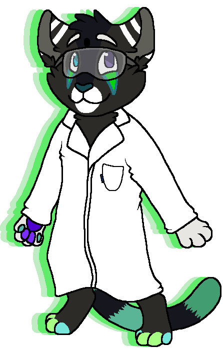 anthro barefoot black_body black_fur blue_eyes chibi clothing coat digitigrade eyebrows feet fur green_markings grey_body grey_fur grey_inner_ear handpaw heterochromia hindpaw lab_coat male markings multicolored_pawpads pawpads paws purple_eyes purple_pawpads smile solo standing tail teal_markings teal_nose teal_pawpads topwear white_eyebrows white_markings sebdoggo lucy_(anukacat) abyssinian_cat domestic_cat european_shorthair felid feline felis laperm mammal mixed_breed munchkin_cat rex_(cat) russian_blue 2017 aliasing alpha_channel digital_drawing_(artwork) digital_media_(artwork) flat_colors full-length_portrait microsoft_paint_(artwork) portrait