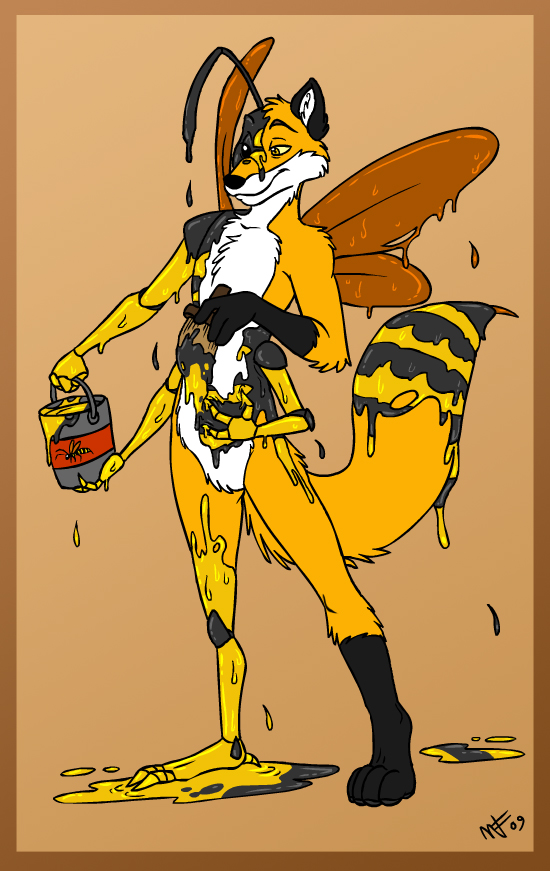 4_arms anthro goo_transformation insect_wings liquid male multi_arm multi_limb paint simple_background solo species_transformation tail transformation wet wings spookaboo arthropod canid canine fox hymenopteran insect mammal wasp 2009