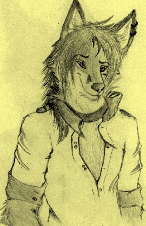 anthro clothed clothing collar male shirt simple_background smile solo topwear yellow_background daisukedog fleeks_(character) canid canine fox mammal 2010 low_res monochrome sepia sketch traditional_media_(artwork) yellow_theme