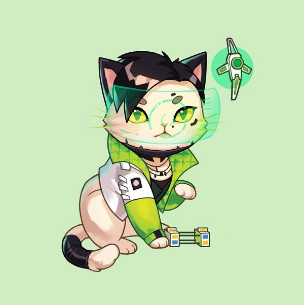 black_ears clothed clothing feral green_background green_clothing green_eyes hair simple_background solo justduet crypto_(apex_legends) domestic_cat felid feline felis mammal