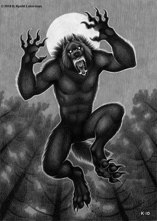 angry claws dark detailed_background featureless_crotch forest jumping male moon nipples open_mouth pawpads plant roaring sharp_teeth solo teeth toe_claws tree white_eyes hkluterman kyoht_luterman mythology canid canine mammal mythological_canine mythological_creature werecanid werecanine werecreature werewolf monochrome