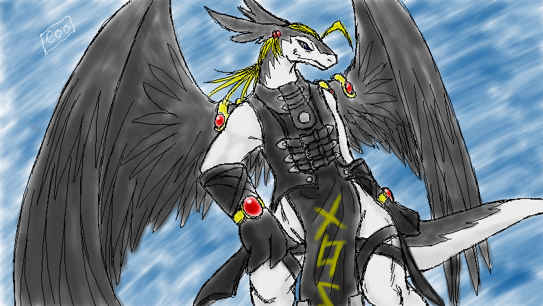 anthro feathered_wings feathers male solo tail wings coochan legendz mythology ranshiin dragon feathered_dragon feathered_scalie mythological_creature mythological_scalie scalie