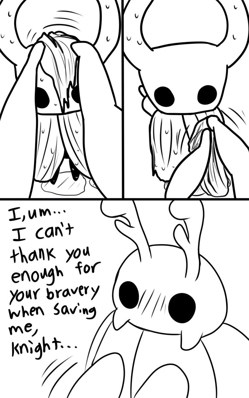 2_horns 3_panel_comic ambiguous_gender antennae_(anatomy) biped black_body black_eyes black_text cloak clothing dialogue drying duo ellipsis horn motion_lines simple_background standing talking_to_another text wet white_background white_head skeletorskeletonized hollow_knight team_cherry bretta_(hollow_knight) the_knight_(hollow_knight) arthropod beetle insect vessel_(species) 2020 5:8 comic digital_media_(artwork) english_text hi_res female_(lore)