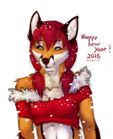 anthro clothed clothing female fur hair smile solo text bishkah291ax48 canid canine fox mammal digital_media_(artwork) english_text low_res shaded sketch