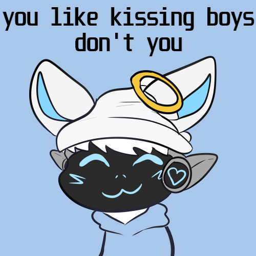 anthro machine male simple_background solo text razz_corgi boy_kisser_(meme) darkyz protogen 1:1 english_text low_res meme