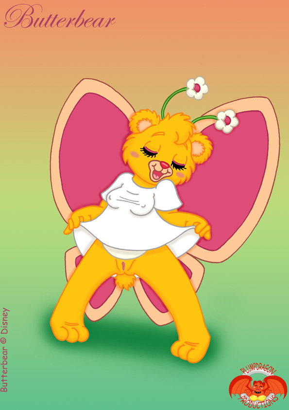 antennae_(anatomy) anthro blush clothed clothing clothing_lift eyes_closed female fur shirt shirt_lift solo topwear yellow_body yellow_fur plumpdragon disney the_wuzzles butterbear_(the_wuzzles) arthropod bear butterfly hybrid insect lepidopteran mammal wuzzle