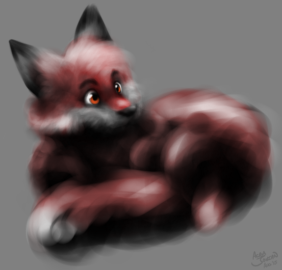 ambiguous_gender curled feral fluffy fur grey_background simple_background solo acru_jovian canid canine fox mammal digital_media_(artwork)