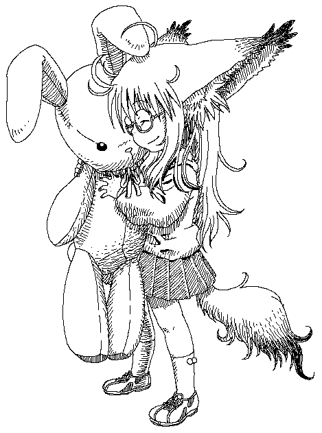 big_ears bottomwear clothing cuddling ear_tuft eyes_closed eyewear female fluffy fluffy_tail footwear glasses plushie rabbit_plushie shoes simple_background skirt socks solo tail tuft white_background young young_female young_humanoid 4n futaba_channel oe-sql fukiishi_ayako animal_humanoid canid canid_humanoid canine canine_humanoid fennec_fox fennec_humanoid fox fox_humanoid humanoid mammal mammal_humanoid true_fox black_and_white digital_media_(artwork) line_art monochrome oekaki