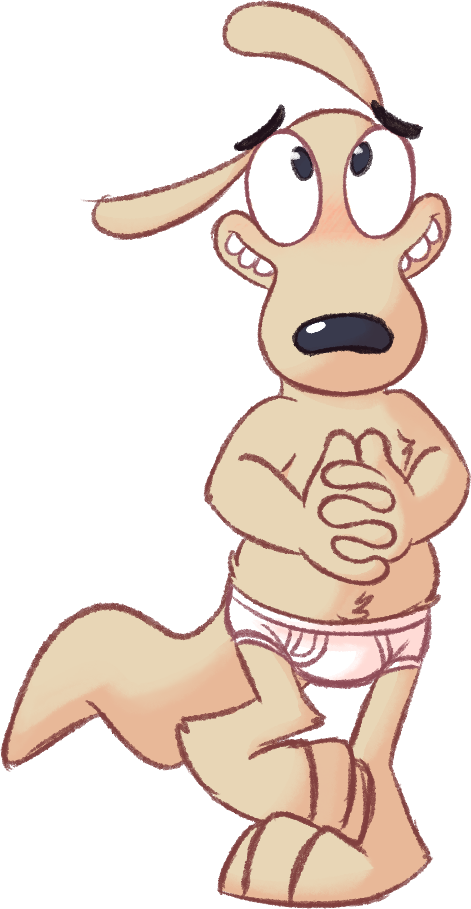 anthro barefoot briefs briefs_only clothed clothing eyebrows feet knock-kneed male pigeon_toed shy simple_background solo standing teeth tighty_whities toony topless transparent_background underwear underwear_only white_briefs white_clothing white_underwear goronic nickelodeon rocko's_modern_life rocko_rama macropod mammal marsupial wallaby alpha_channel digital_media_(artwork) full-length_portrait portrait