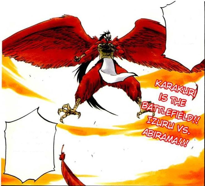 anthro beak feathers feet male red_body red_feathers resurreccion solo talons text toes unknown_artist bleach_(series) abirama_redder arrancar avian bird english_text