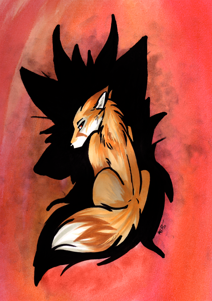 ambiguous_gender feral looking_at_viewer looking_back sad solo celestialwolfen canid canine fox mammal 2013