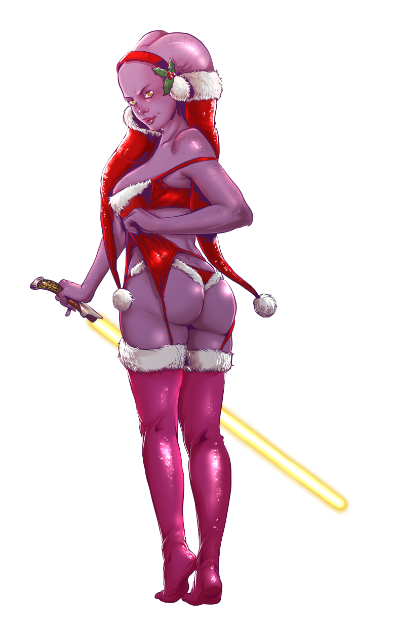 5_fingers areola black_eyebrows bra breasts butt christmas_clothing christmas_headwear clothing eyebrows eyelashes feet female female_humanoid fingers freckled_face freckled_lekku freckles garter_belt garter_straps gesture hat head_turned headgear headwear holding_lightsaber holidays holly_(plant) legwear lekku_(anatomy) lightsaber lingerie lips medium_breasts melee_weapon mouth_closed multicolored_bra multicolored_clothing multicolored_panties multicolored_underwear nipple_slip nipples not_furry panties pink_areola pink_clothing pink_legwear pink_lips pink_nipples pink_thigh_highs pinky_out plant purple_body purple_skin rear_view red_bra red_clothing red_hat red_headwear red_panties red_underwear santa_hat solo thigh_highs translucent_background two_tone_bra two_tone_clothing two_tone_hat two_tone_panties two_tone_underwear underwear weapon white_bra white_clothing white_hat white_headwear white_panties white_underwear yellow_eyes yellow_lightsaber renx christmas star_wars alien alien_humanoid humanoid twi'lek 2017 alpha_channel hi_res