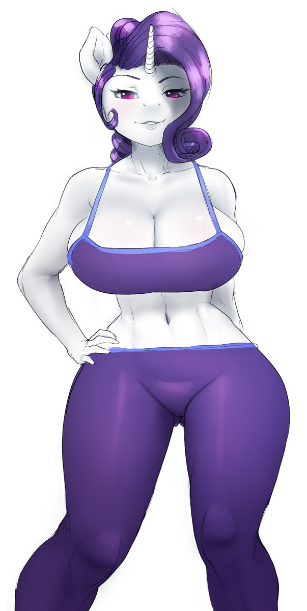 anthro anthrofied big_breasts bottomwear breasts camel_toe cleavage cleavage_overflow clothed clothing crop_top female hair hand_on_hip horn looking_at_viewer midriff navel pants pose purple_hair shirt smile solo thick_thighs thigh_gap tight_clothing topwear wide_hips yoga_pants maarthul friendship_is_magic hasbro my_little_pony mythology rarity_(mlp) equid equine mammal mythological_creature mythological_equine unicorn 2018 hi_res