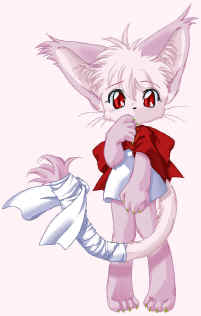 4_toes 5_fingers anthro barefoot biped clothed clothing daww feet female fingers front_view fur hair inner_ear_fluff kemono pink_body pink_fur pink_hair ribbons short_hair simple_background solo standing tail tail_wraps toes tuft white_background wraps young ikuta_takanon tail_tale yaminabe_aries run_turn domestic_cat felid feline felis mammal low_res