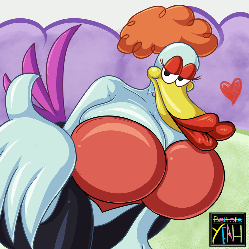 anthro beak beakstick big_breasts breasts clothing dress female fishnet_clothing fishnet_legwear furgonomics half-closed_eyes legwear lips lipstick makeup narrowed_eyes red_clothing red_dress solo stockings thick_lips thick_thighs belltollsyeah chalkzone nickelodeon the_smooch anatid anseriform avian bird duck 1:1