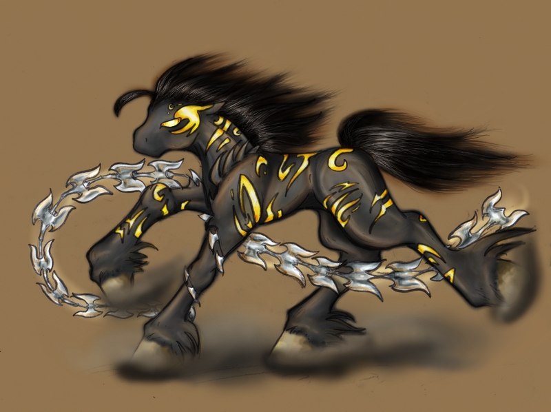 alternate_species black_hair feral glowing glowing_eyes hair male ponification quadruped side_view solo tail the_dark_prince daggertail hasbro my_little_pony prince_of_persia ubisoft equid equine horse mammal pony crossover