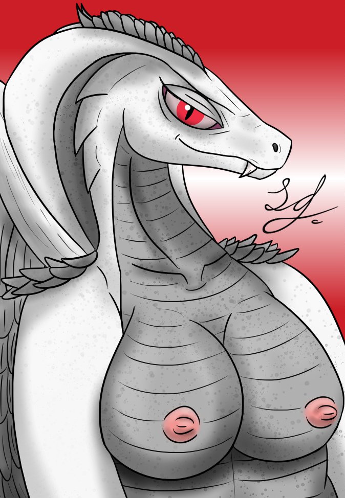 2_horns albino anthro areola big_breasts biped breasts eyelashes fangs feathered_wings feathers female grey_body grey_feathers grey_horn grey_scales horn looking_at_viewer nipples non-mammal_breasts non-mammal_nipples nude pink_areola pink_nipples pose pupils red_background red_eyes scales simple_background slit_pupils smile smiling_at_viewer solo teeth ventral_scales white_body white_scales wings lindwormduality european_mythology mythology selena_(spe) cobra dragon hybrid mythological_creature mythological_scalie reptile scalie snake western_dragon 2023 digital_drawing_(artwork) digital_media_(artwork) half-length_portrait pinup portrait shaded signature soft_shading