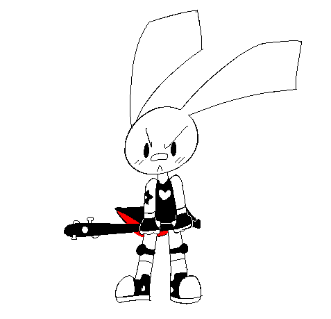 anthro biped black_eyes clothing dress eyebrows female footwear holding_melee_weapon holding_object holding_weapon melee_weapon mouth_closed shoes simple_background solo standing thin_calves thin_legs thin_thighs weapon white_background yarharcannon lagomorph leporid mammal rabbit 2022 digital_media_(artwork) low_res