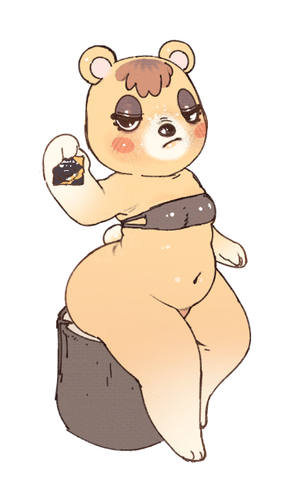 anthro belly big_butt blush bottomless bra butt clothed clothing condom eyelashes eyeshadow female fingers fur hair looking_at_viewer makeup partially_clothed plant sexual_barrier_device simple_background sitting slightly_chubby solo thick_thighs tree underwear white_background yellow_body yellow_fur inkoart animal_crossing nintendo tammy_(animal_crossing) bear mammal 2020 digital_media_(artwork)