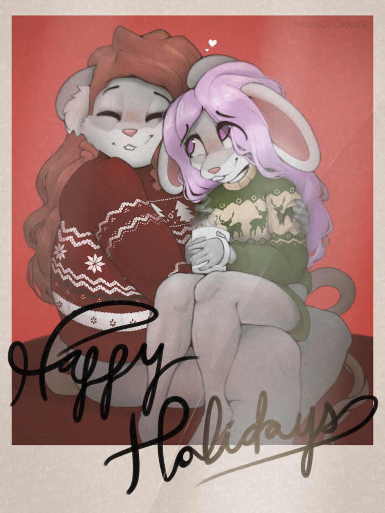 anthro bottomless buckteeth clothed clothing container cuddling cup duo female female/female holiday_clothing holiday_message holidays hug mug on_lap polaroid_photo sweater sweater_only teeth topwear topwear_only conditional_dnp pawpadcomrade emily_walker_(pawpadcomrade) rachel_walker_(pawpadcomrade) mammal mouse murid murine rodent 3:4 daughter_(lore) mother_(lore) mother_and_child_(lore) mother_and_daughter_(lore) parent_(lore) parent_and_child_(lore) parent_and_daughter_(lore)