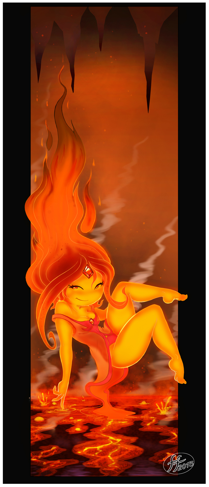 border clothed clothing female fire looking_at_viewer not_furry pose princess royalty seductive skimpy smile solo white_border fernando_faria adventure_time cartoon_network flame_princess elemental_creature fire_creature humanoid 2013 hi_res pinup