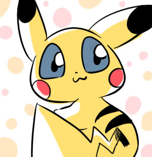 :3 abstract_background ambiguous_gender big_eyes blue_eyes dipstick_ears ear_markings feral fur long_ears multicolored_ears nude rear_view red_cheeks solo tail toony yellow_body yellow_fur saya nintendo pokemon generation_1_pokemon mammal pikachu pokemon_(species) rodent low_res