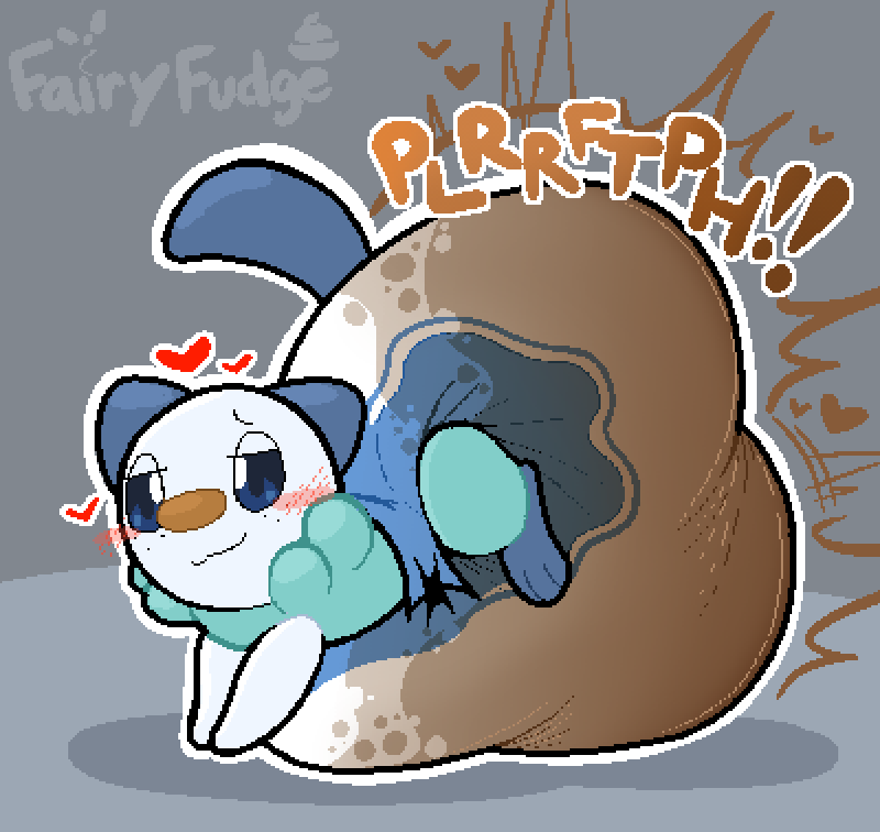:3 ambiguous_gender ass_up big_diaper blush clothed clothing diaper diaper_fetish excessive_feces feces half-closed_eyes hands_on_ground heart_symbol huge_diaper hyper hyper_diaper hyper_feces looking_pleasured narrowed_eyes pooping scatplay semi-anthro soiled_diaper soiling soiling_diaper solo sound_effects unclean_diaper used_diaper wearing_diaper fairyfudge nintendo pokemon generation_5_pokemon oshawott pokemon_(species) digital_media_(artwork) signature