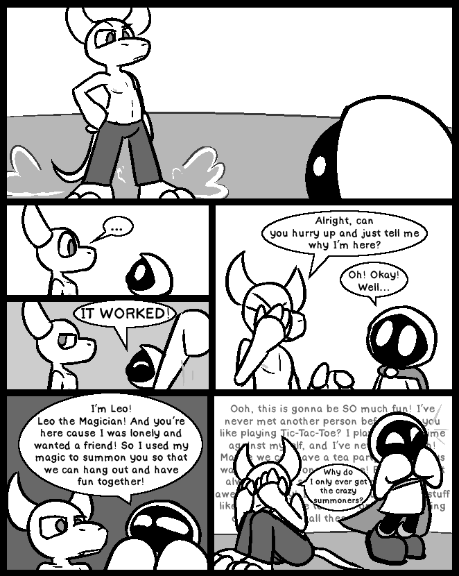 2_horns 3_toes 4_fingers barefoot bottomwear claws clothing dialogue ellipsis eyebrows facepalm feet finger_claws fingers footwear frown hand_on_face hand_on_hip horn long_sleeves looking_down looking_up pants raised_arms raised_eyebrow robe shirtless shoes smoke speech_bubble text toe_claws toes ultilix leo_the_magician to-be-named-later demon shadow_creature 2025 comic english_text greyscale monochrome