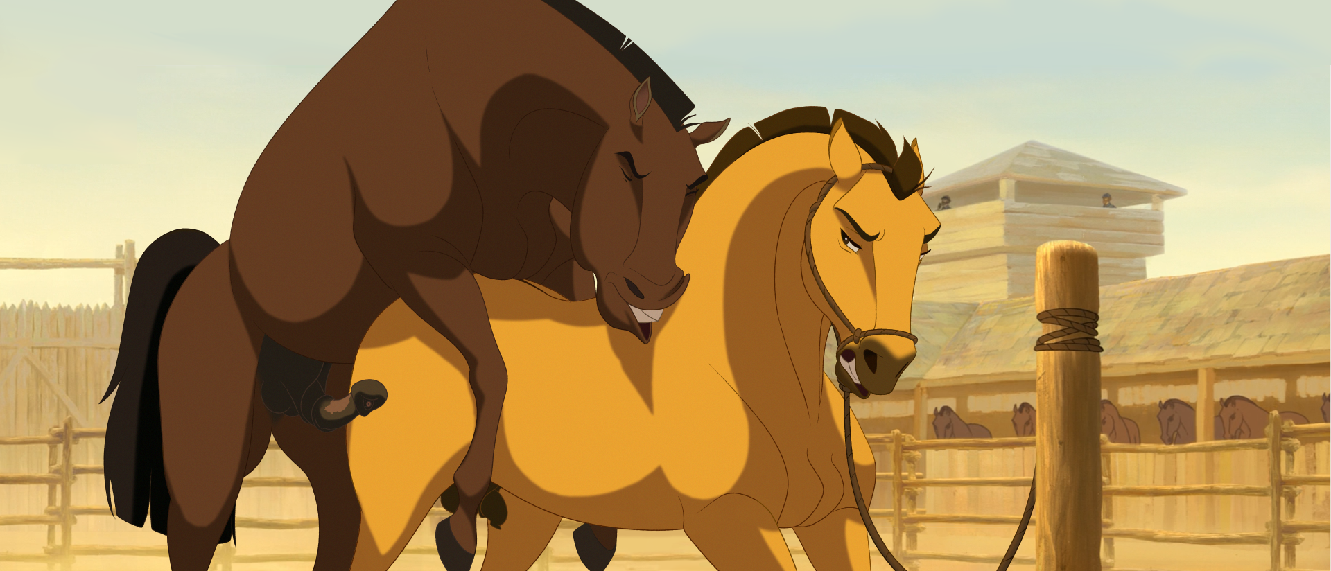 Spirit the horse with cock out