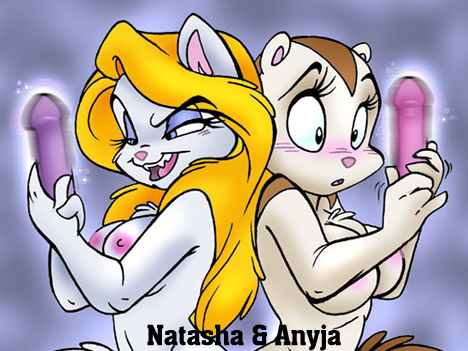 anthro blush breasts duo female female/female grin nipples open_mouth sex_toy smile vibrator natasha_cat anyja nat mammal rodent sciurid tree_squirrel 4:3 low_res