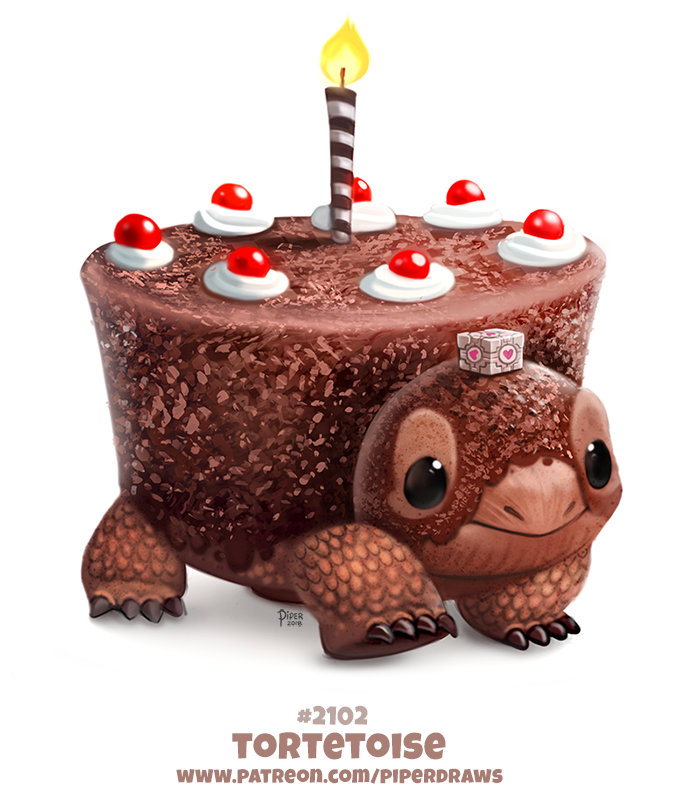 ambiguous_gender black_forest_cake cake dessert feral food heart_symbol simple_background smile solo text the_cake white_background piper_thibodeau portal_(series) valve weighted_companion_cube food_creature inanimate_object reptile scalie turtle digital_media_(artwork) digital_painting_(artwork) url