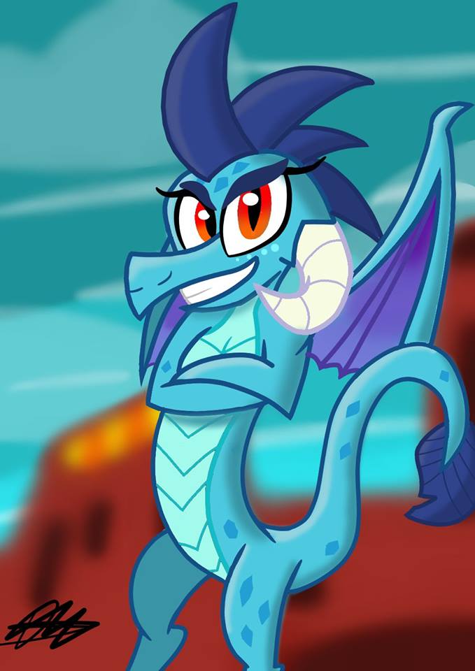 anthro blue_body blue_scales blue_sky dragon_tail dragon_wings female horn lava red_eyes rock scales sky solo tail phalanx_b_deer friendship_is_magic hasbro my_little_pony mythology princess_ember_(mlp) dragon mythological_creature mythological_scalie scalie 2017