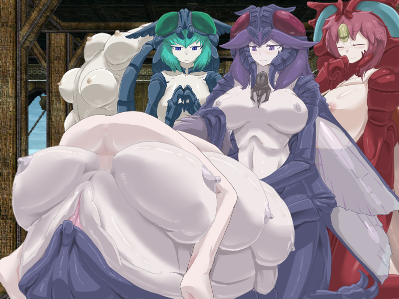 breasts female group male male/female monster_girl_(genre) nipples non-mammal_breasts non-mammal_nipples penetration sex vaginal vaginal_penetration setouchi monster_girl_encyclopedia monster_girl_quest beelzebub_(mge) luka_(monster_girl_quest) arthropod beelzebub_(mgq) fly_(animal) insect monster