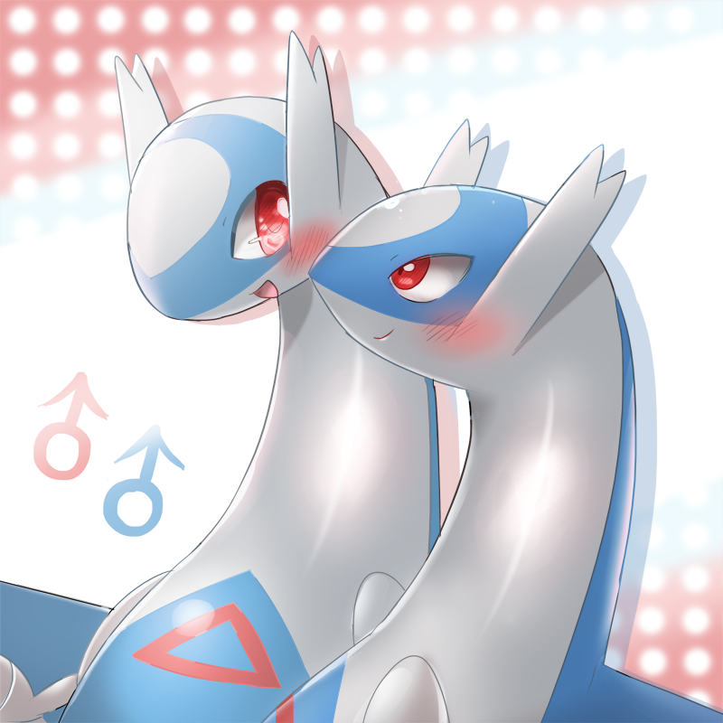 blush duo feral gender_symbol male male/male_symbol male_symbol open_mouth pink_male_symbol red_eyes sexuality_symbol smile symbol ecru_(artist) nintendo pokemon generation_3_pokemon latios legendary_pokemon pokemon_(species) 1:1