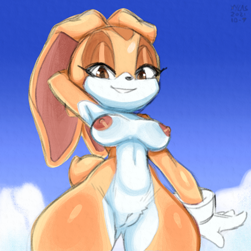 aged_up anthro breasts cloud female genitals medium_breasts nipples orange_eyes pussy simple_background smile solo standing thick_thighs thigh_gap shazy_(artist) third-party_edit xylas sega sonic_the_hedgehog_(series) cream_the_rabbit lagomorph leporid mammal rabbit 1:1