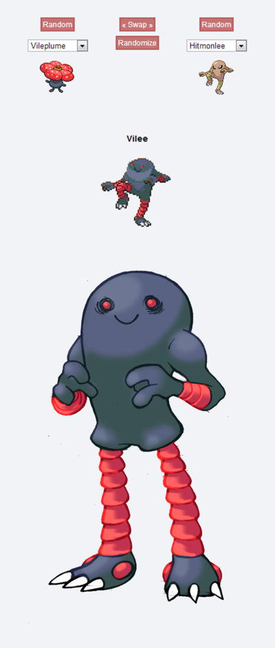 alternate_species ambiguous_gender fusion pokemon_fusion red_eyes solo darksilvania fakemon nintendo pokemon generation_1_pokemon hitmonlee humanoid hybrid pokemon_(species) vileplume