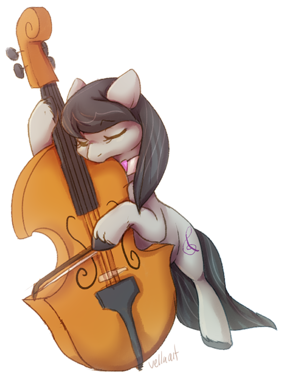 black_hair bow_(feature) bow_(stringed_instrument) bow_tie bowed_string_instrument cutie_mark double_bass eyes_closed female feral fur grey_body grey_fur hair long_hair musical_instrument playing_music simple_background solo string_instrument white_background vellaart friendship_is_magic hasbro my_little_pony octavia_(mlp) earth_pony equid equine horse mammal pony