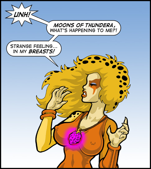 big_breasts black_border blonde_hair border breasts clothed clothing dialogue female fur hair markings nipple_outline open_mouth simple_background smile solo spots spotted_body spotted_fur spotted_hair text calibos thundercats thundercats_1985 cheetara animal_humanoid cat_humanoid cheetah felid felid_humanoid feline feline_humanoid humanoid mammal mammal_humanoid english_text