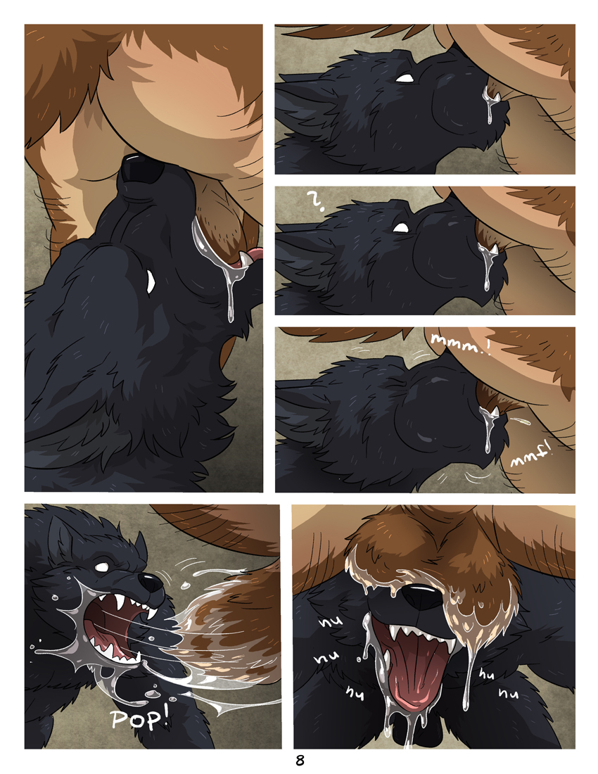anthro backsack ball_suck balls balls_expansion balls_in_mouth balls_on_face black_body black_fur black_nose bodily_fluids brown_body brown_fur butt duo expansion eyes_closed fangs fur genital_expansion genitals growth male male/male male_penetrated male_penetrating male_penetrating_male mid_transformation muscular muscular_male nude open_mouth oral penetration saliva sex sucking tea_bagging teeth these_aren't_my_glasses tongue tongue_out transformation transformation_sequence transformation_through_sex white_eyes wfa mythology canid canine mammal mythological_canine mythological_creature werecanid werecanine werecreature werewolf comic meme multiple_scenes
