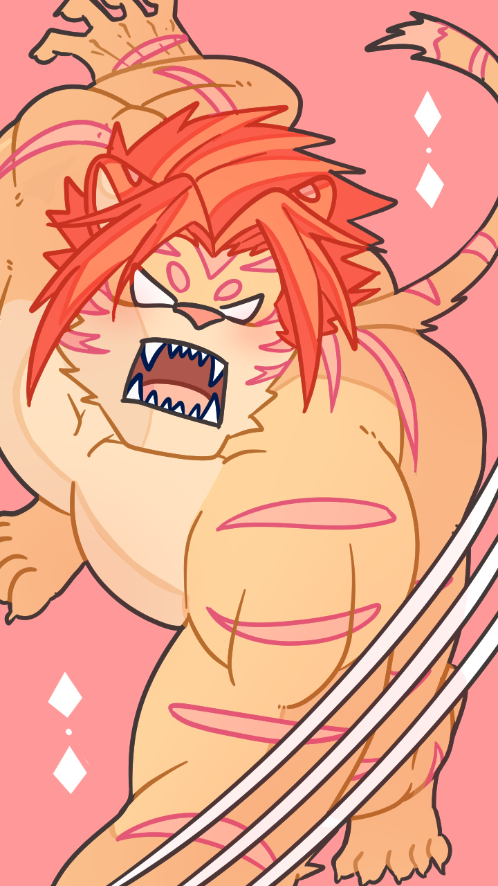 angry anthro butt claws finger_claws fur hair male nude orange_body orange_fur red_hair slashing solo tan_body tan_fur wolfmanwilk lifewonders tokyo_afterschool_summoners nomad_(tas) felid mammal pantherine tiger 9:16 hi_res