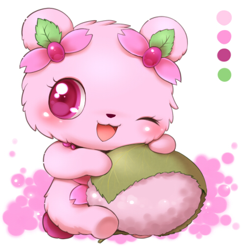 blush cherry_blossom color_swatch eyelashes female feral flower food fur jewelry leaf necklace open_mouth plant prunus_(flower) purple_eyes simple_background solo tongue white_background aimia492 jewelpet sanrio sega sega_fave sweetspet mochi_(jewelpet) sakuran bear mammal 1:1 low_res