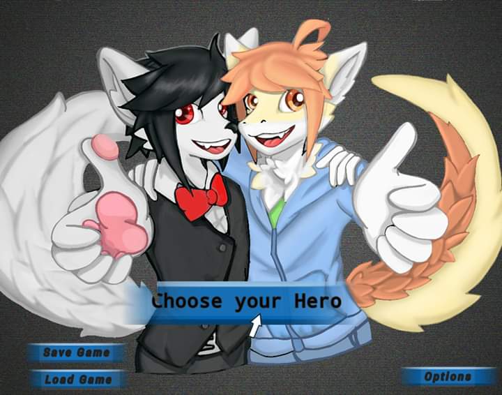 anthro bow_tie duo fangs femboy formal_wear gameplay_mechanics gesture hand_gesture open_mouth red_eyes tail teeth thumbs_up silverdrool mythology daniel_silverwolf canid canine canis dragon mammal mythological_creature mythological_scalie scalie wolf