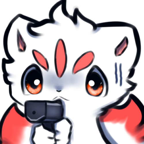 ambiguous_gender emote fluffy fluffy_tail fur fur_markings gun holding_object holding_weapon looking_at_viewer markings multi_tail multicolored_body multicolored_fur paws ranged_weapon red_eyes red_sclera solo tail tuft weapon white_body white_fur snoiifoxxo delet_this haku_(snoiifoxxo) canid canine fox mammal 1:1 alpha_channel icon low_res meme