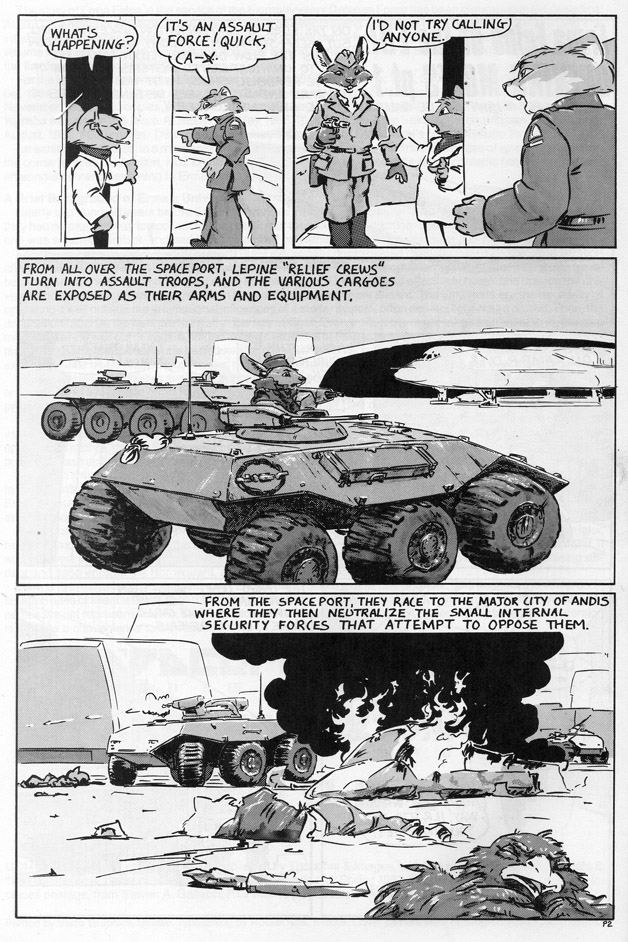 airport anthro apv armor battle clothing computer death electronics female fire green_eyes gun hair long_hair looking_at_viewer male microphone military ranged_weapon science_fiction solo space spaceport tank text uniform vehicle weapon avoid_posting steve_gallacci albedo_anthropomorphics erma_felna:_edf erma_felna avian bird corvid corvus_(genus) crow domestic_cat felid feline felis lagomorph leporid mammal oscine passerine rabbit 1984 2:3 comic english_text greyscale monochrome story traditional_media_(artwork)