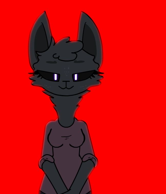 anthro black_sclera breasts clothed clothing ears_up female fluffy hands_together looking_at_viewer red_background simple_background smile solo toxis torrin_(toxis) mammal unknown_species