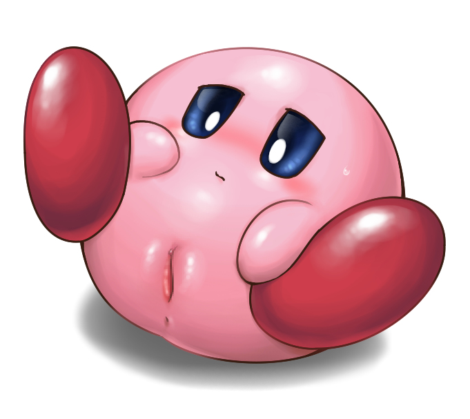 blush crossgender female genitals not_furry pussy simple_background solo box_xod kirby_(series) nintendo kirby alien waddling_head