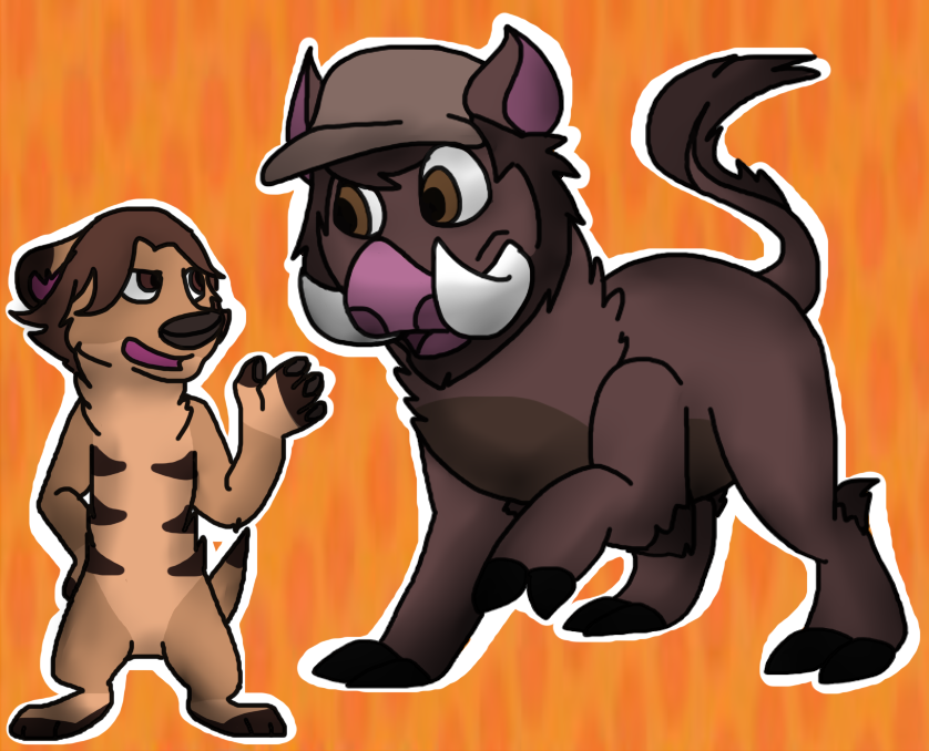 bread clothing duo feral food hair hat headgear headwear male parody tail toony tusks the-little-sealy disney game_grumps the_lion_king arin_hanson jon_jafari pumbaa timon herpestid mammal meerkat suid suina warthog