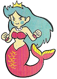 5_fingers bare_shoulders blue_hair blush breasts eyebrows eyelashes female fingers fish_tail hair jewelry monster_girl_(genre) necklace simple_background solo split_form white_background unknown_artist mario_bros nintendo wario's_woods meido marine merfolk low_res official_art