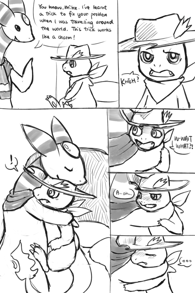 anthro bed bodily_fluids clothed clothing dialogue duo fire flaming_tail furniture hat headgear headwear hug hugging_another male sad scarf size_difference tail tears teeth text haychel nintendo pmd-e pokemon fresnel_(buyobutt) mike_the_charmander ampharos charmander generation_1_pokemon generation_2_pokemon pokemon_(species) 2012 2:3 comic digital_drawing_(artwork) digital_media_(artwork) english_text hi_res monochrome