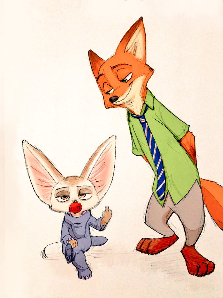 3_toes anthro barefoot claws clothed clothing duo feet fully_clothed fur male orange_body orange_fur plantigrade toes mortic_ox disney zootopia finnick_(zootopia) nick_wilde canid canine fennec_fox fox mammal red_fox true_fox 2018 3:4